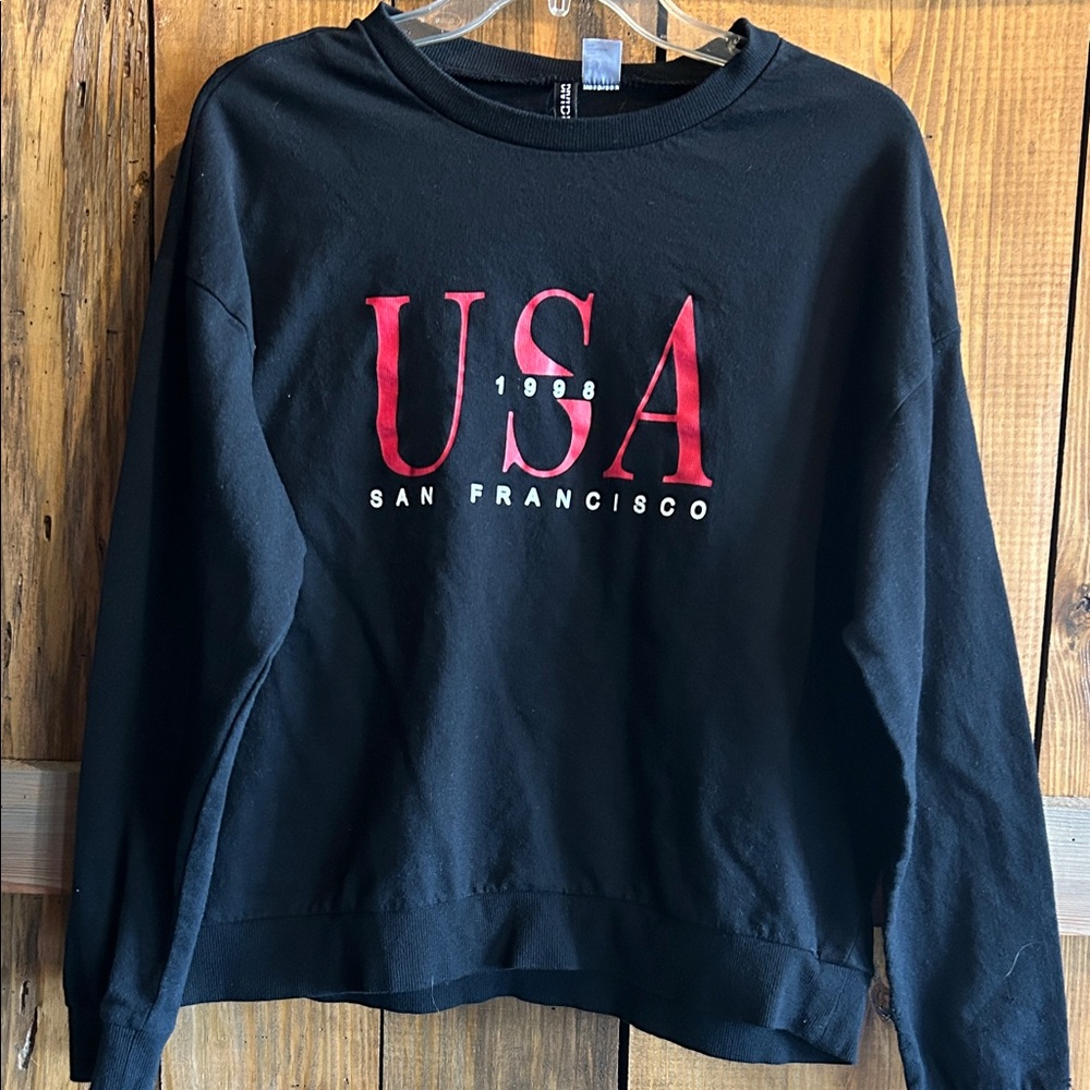 H&M Black Sweatshirt with Red Print